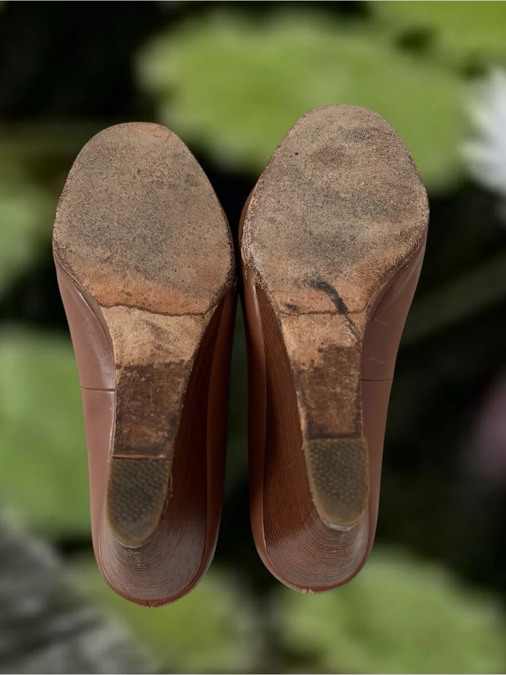 Tory Burch Brown Leather Logo Wedge Heels